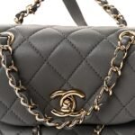 Lambskin Quilted Small Duma Drawstring Backpack Grey - Image 7