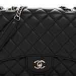 Lambskin Quilted Large Natural CC Flap Black - Image 8