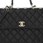 Lambskin Quilted Large Trendy CC Dual Handle Flap Bag Black - Image 8