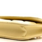 Lambskin Quilted Pearl Crush Clutch With Chain Yellow - Image 11