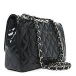 Patent Quilted Jumbo Single Flap Navy - Image 3