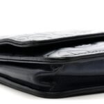 Metallic Lambskin Camellia Embossed Wallet on Chain WOC Navy - Image 10
