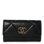 Lambskin Quilted Chanel 19 Flap Wallet Black
