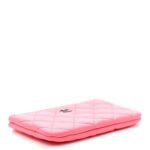 Lambskin Quilted Small Cosmetic Case Coral Pink - Image 4