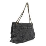 Washed Denim Quilted Maxi Flap Bag Black - Image 3