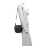 Lambskin Quilted Resin Bi-Color Chain Bucket Bag Black - Image 2