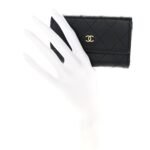 Goatskin Quilted Flap Card Holder Black - Image 2