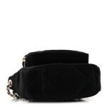 Velvet Effect Nylon Shiny Crumpled Calfskin Mini Quilted Chanel 25 Clutch With Chain Black - Image 5