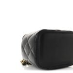 Lambskin Quilted Mini Pearl Crush Vanity Case With Chain Black - Image 9