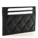 Lambskin Quilted Pearl CC Chanel Card Holder Black - Image 3