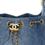 Washed Denim Quilted Mini Chanel 25 Handbag Blue - Image 8