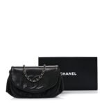 Lambskin Half Moon Wallet On Chain WOC Black - Image 12