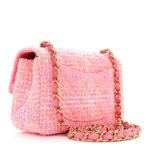 Tweed Quilted Mini Rectangular Flap Pink Orange White - Image 3
