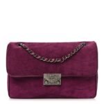 Suede Lambskin Scallop Quilted Medium Pagoda Flap Purple