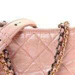 Iridescent Aged Calfskin Quilted Small Gabrielle Hobo Rose - Image 7
