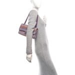 Tweed Quilted Medium Double Flap Blue Pink Orange - Image 2
