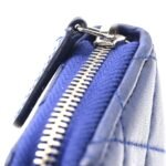 Lambskin Quilted Zip Around Coin Purse Wallet Blue - Image 10