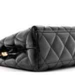 Shiny Aged Calfskin Quilted Nano Kelly Shopper Black - Image 9