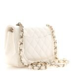 Lambskin Quilted Mini Rectangular Flap White - Image 3
