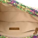 Tweed Shearling Large Flap Bag Green Purple Ecru Brown - Image 5