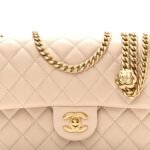 Lambskin Quilted Small Sweet Camellia Flap Beige - Image 8