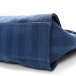 Mixed Fibers Striped Medium Deauville Tote Navy Blue - Image 10
