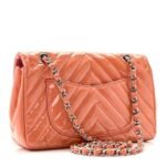 Patent Chevron Quilted Medium Single Flap Pink - Image 3