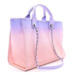 Shaded Calfskin Small Deauville Tote Light Purple Pink Coral - Image 4