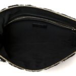 Tweed Quilted Medium Cosmetic Pouch Black Ecru White - Image 5