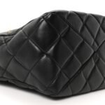 Lambskin Quilted Small Top Handle Shopping Bag Black - Image 9