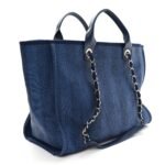 Mixed Fibers Striped Medium Deauville Tote Navy Blue - Image 3