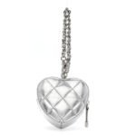 Metallic Lambskin Quilted CC Mini In Love Heart Bag Charm Silver - Image 3