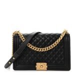 Lambskin Quilted New Medium Boy Flap Black