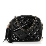 Patent Quilted Tassel Camera Case Black