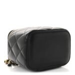 Lambskin Quilted Mini Pearl Crush Vanity Case With Chain Black - Image 4