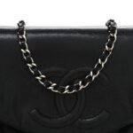 Lambskin Half Moon Wallet On Chain WOC Black - Image 9