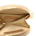 Metallic Lambskin Quilted Round Clip On Coin Purse Airpods Case Gold - Image 5