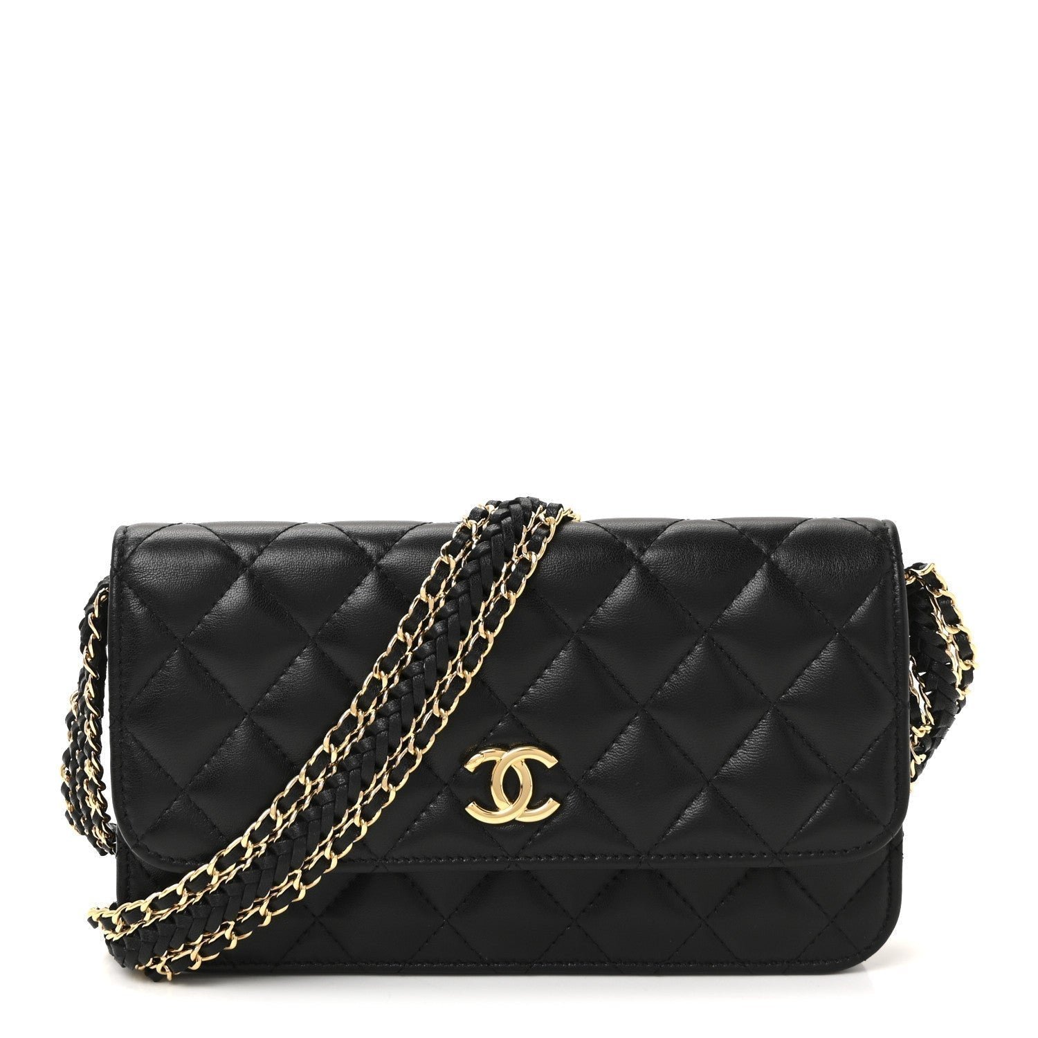 bd16036cb41d911e55f48b7aff9c85ab.jpg Lambskin Quilted Flap Shoulder Bag Chain Black - Image 1