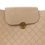Grained Calfskin Perforated Small Flap Hobo Beige - Image 8