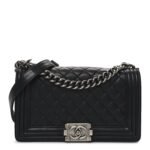 Lambskin Quilted Medium Boy Flap Black