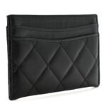Lambskin Quilted Card Holder Black - Image 3
