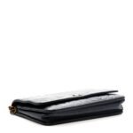 Metallic Lambskin Camellia Embossed Wallet on Chain WOC Navy - Image 4
