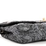 Metallic Brocade Quilted Medium Double Flap Dark Grey - Image 7