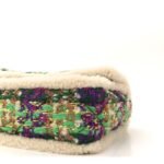 Tweed Shearling Large Flap Bag Green Purple Ecru Brown - Image 10