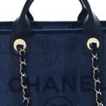 Mixed Fibers Striped Medium Deauville Tote Navy Blue - Image 8