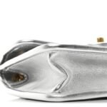 Metallic Calfskin Quilted Braided Mini Rectangular Flap Silver - Image 9