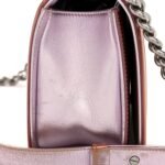 Metallic Patent Calfskin Quilted Medium Boy Flap Light Pink - Image 14