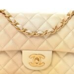 Metallic Goatskin Quilted Mini Rectangular Flap Gold - Image 8