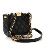 Lambskin Quilted Small Chain Hobo Black - Image 3