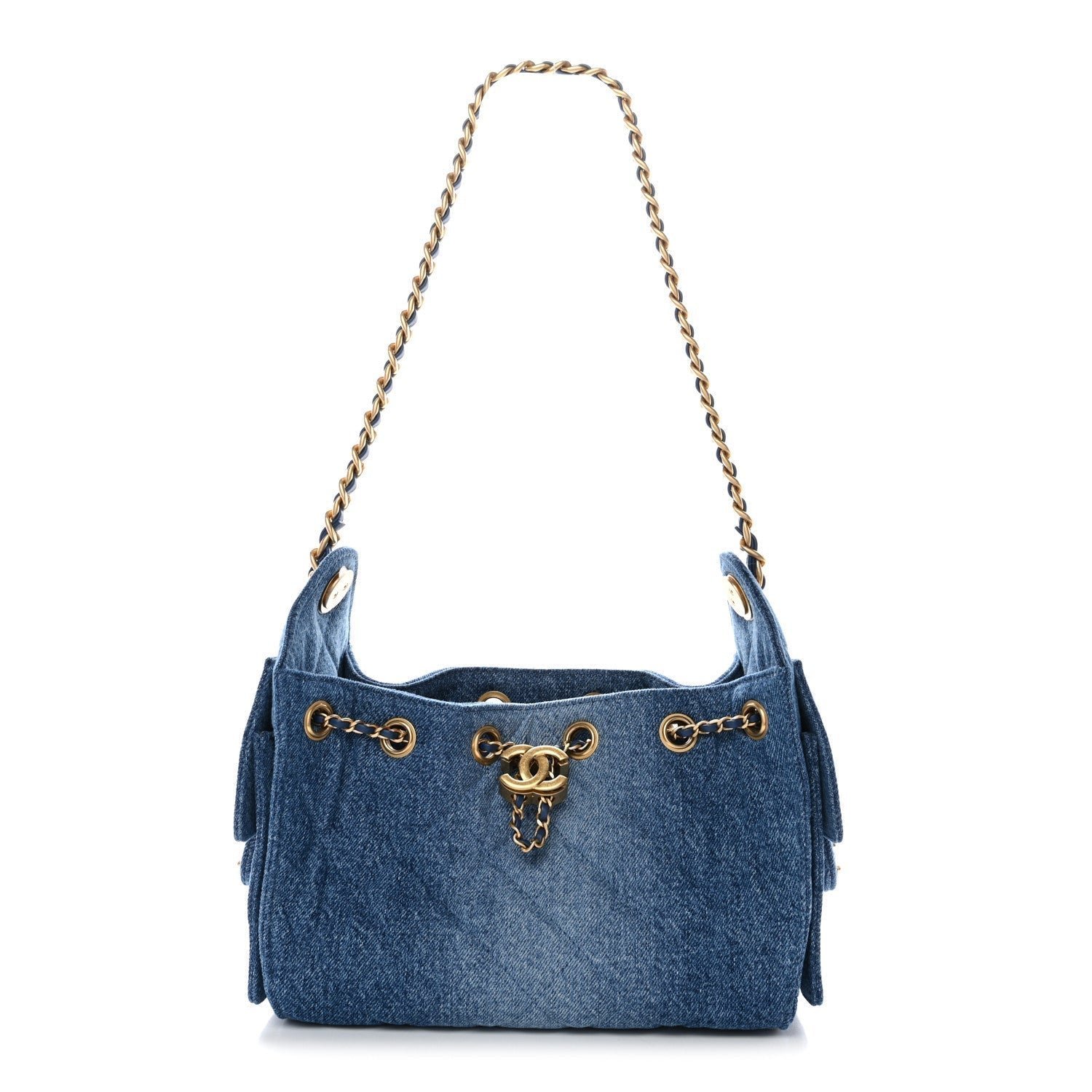 c5b9df992fcced57542f58c5bbee0848.jpg Washed Denim Quilted Mini Chanel 25 Handbag Blue - Image 1